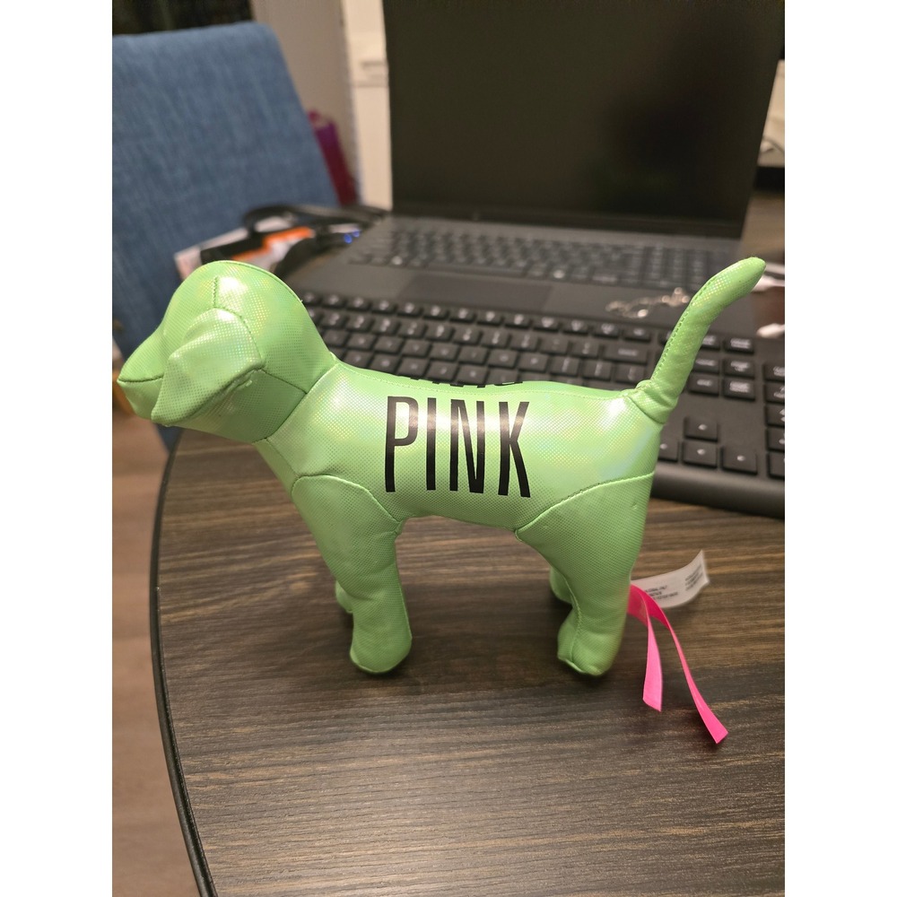 Victoria's Secret PINK Plush‎ Dog Lime Green Iridescent Holographic Collectible
